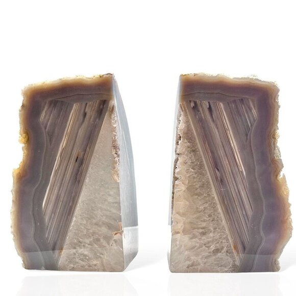 Agate Crystal Bookends Geode Center, Natural Stone Unique Bookshelf Decor (FQ) - Picture 4 of 10